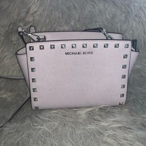 Michael Kors purple studded crossbody bag